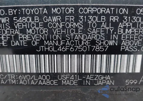 2007 Lexus Ls 460 L z USA, uszkodzony, nr VIN JTHGL46F675017857